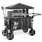 EVER ADVANCED Folding Push Wagon with Brakes, Portable Shopping Cart