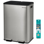SONGMICS Trash Can, 13 + 6 Gallon Dual-Compartment, Soft-Close Lid