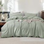 FOSSA Duvet Cover Set 100% Washed Cotton Linen Feel Queen
