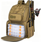 HAMBOLY 50L Fishing Backpack with Tackle Boxes, Cooler & Rod Holders