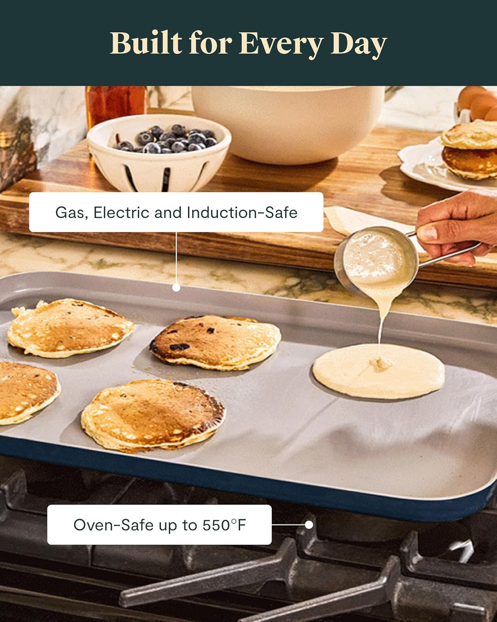 Caraway 19x12" Non-Stick Double Burner Griddle and Grill Press Set