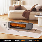 1800W Electric Baseboard Space Heater with Humidifier, 3D Flame