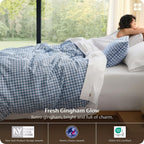Bedsure PureWoven Gingham Duvet Cover Set Linen‑Like, King Size, 3-PC