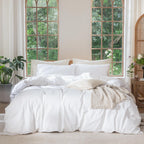 MooMee Duvet Cover Set 100% Washed Cotton Linen Like King