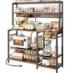 SUPERJARE Bakers Rack with Power Outlet, 35.4 Inches Coffee Bar with Basket