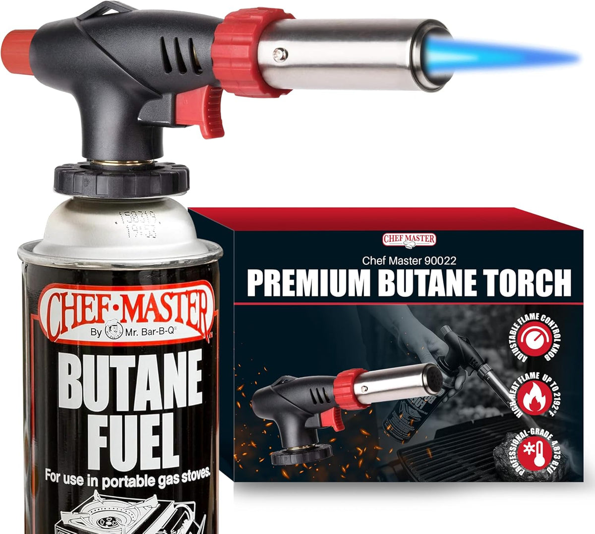 Chef Master Butane Torch Lighter for Creme Brulee, Soldering, Crafts & BBQ