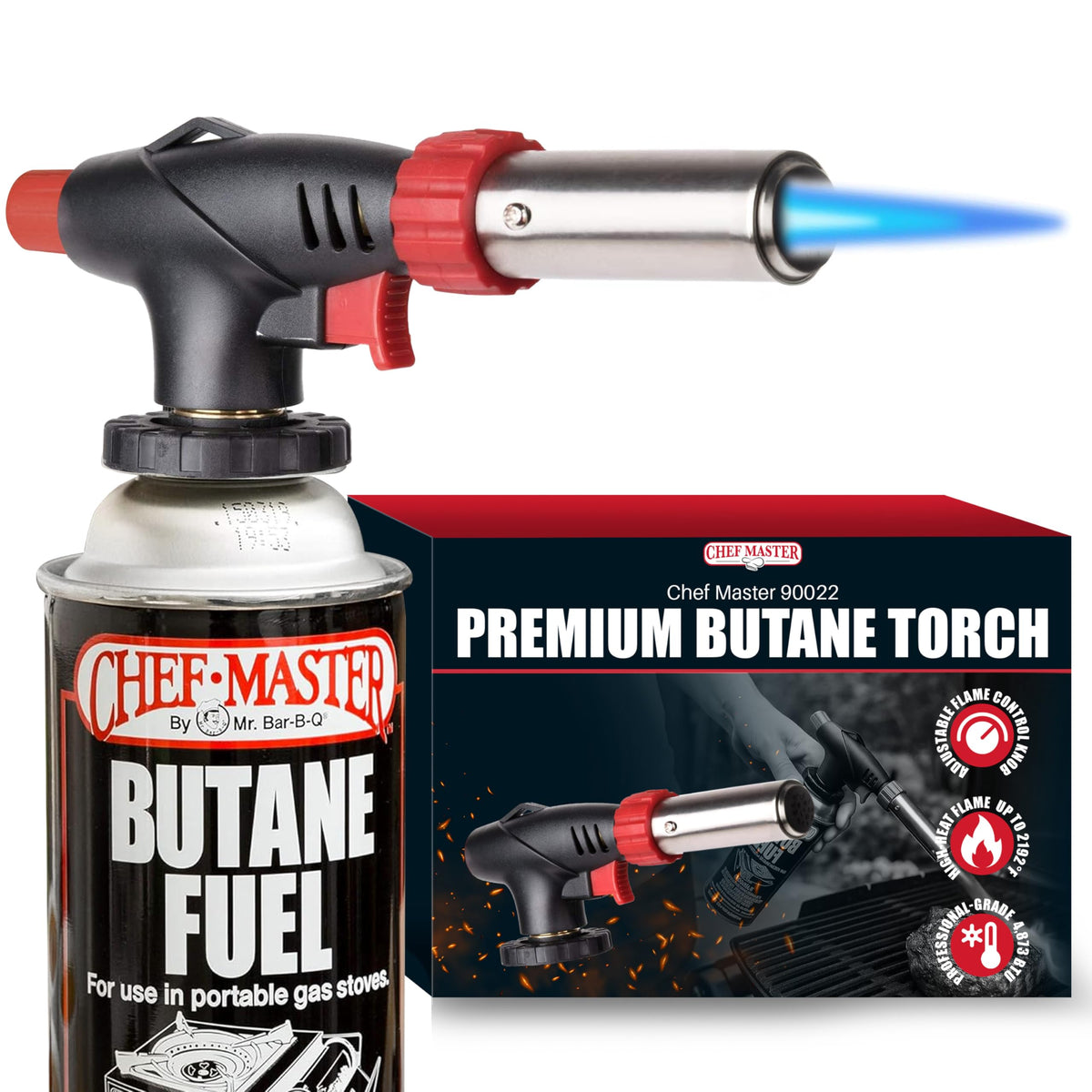 Chef Master Butane Torch Lighter for Creme Brulee, Soldering, Crafts & BBQ