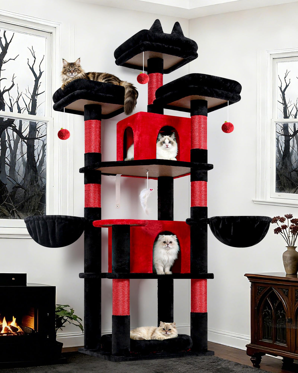Globlazer Big XXL Cat Tower for Indoor Multiple Cats, F80, Dark Grey