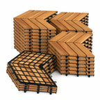 Goplus 12-Pack Acacia Wood Interlocking Deck Tiles (12 PCS,Brick)