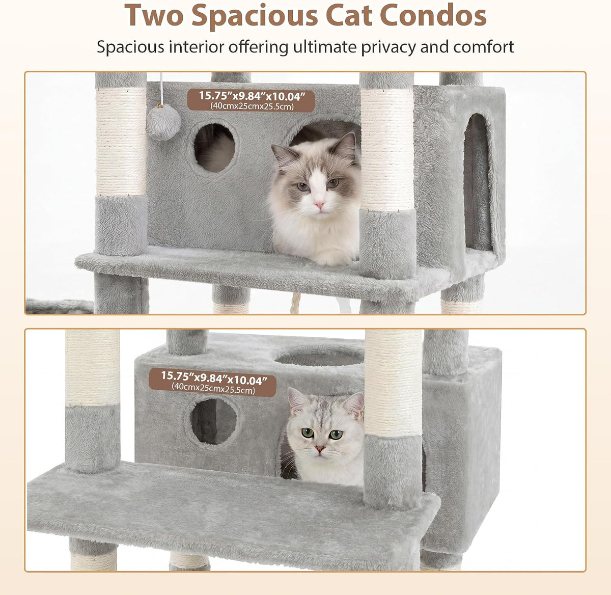 Gitelsnour Cat Tree, 74" Tower for Large Cats, Big Condo & Hammock GCT030W