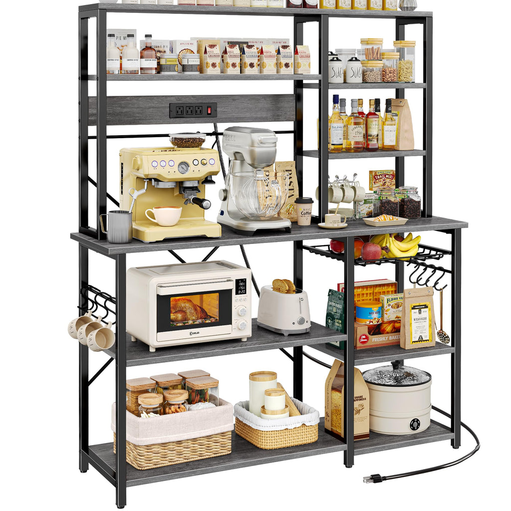 SUPERJARE Large Bakers Rack with Power Outlets, 39.6 Inches Microwave Stand