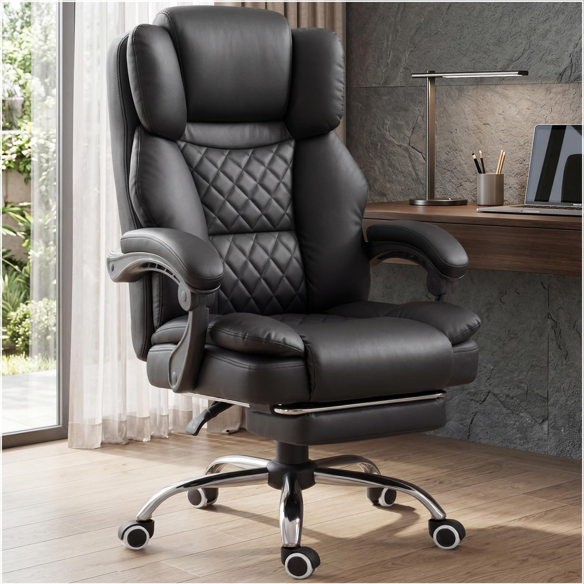 GTPLAYER Big and Tall Office Chair with Pocket Spring Cushion & Ergonomic Lumbar Support for Lower Back Pain Relief, High Back Computer Gaming Chair with Foot Rest, Comfy Teddy Fleece, White