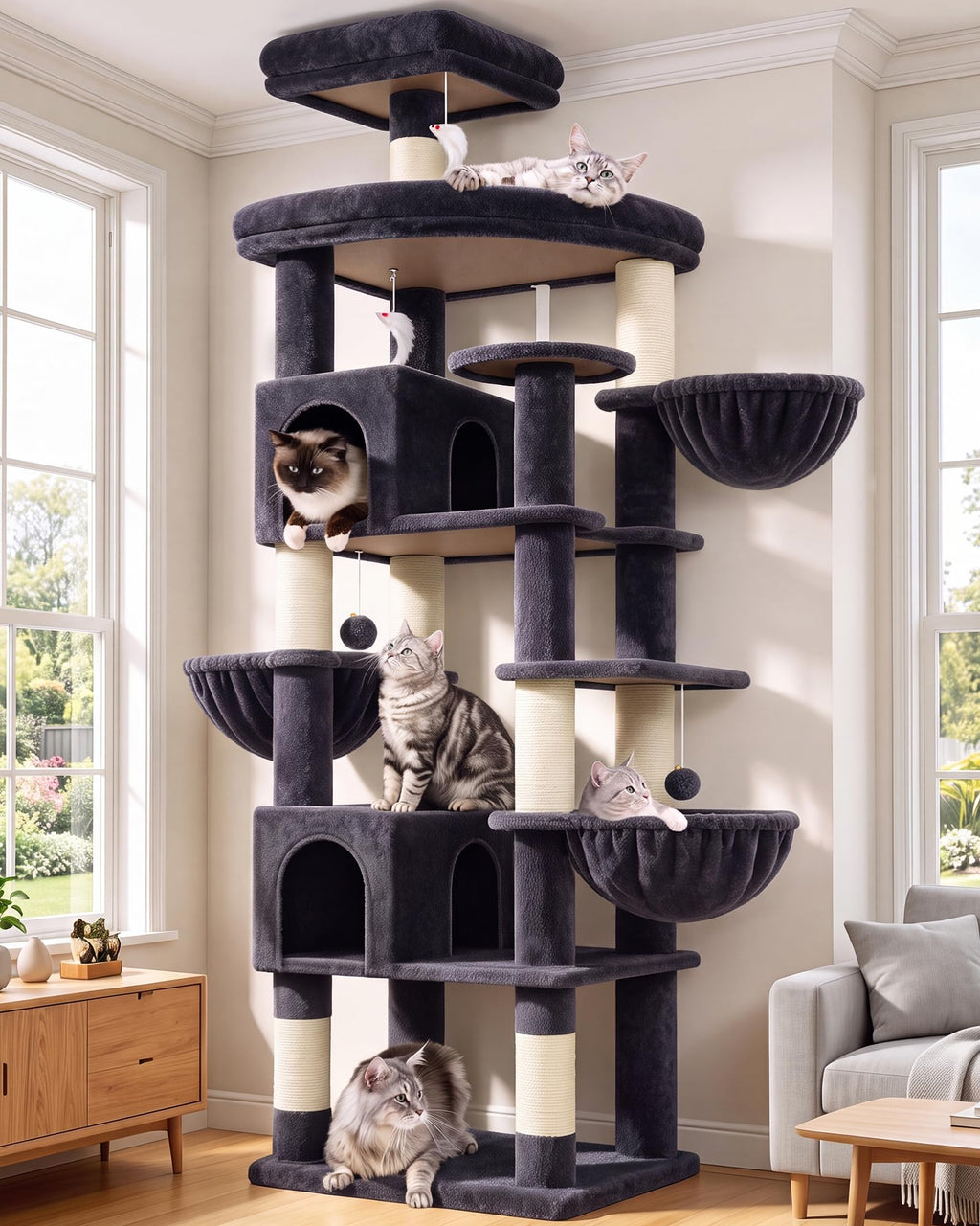 Globlazer 82in Extra Large Cat Tree Tower for Indoor Cats Large Adult, S82