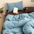 Plaid Duvet Cover Set Washed Cotton,Queen(90"x90"),Multicolor Gingham