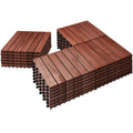 PrimeZone 54 PCS Solid Acacia Wood Interlocking Deck Tiles, Natural Wood
