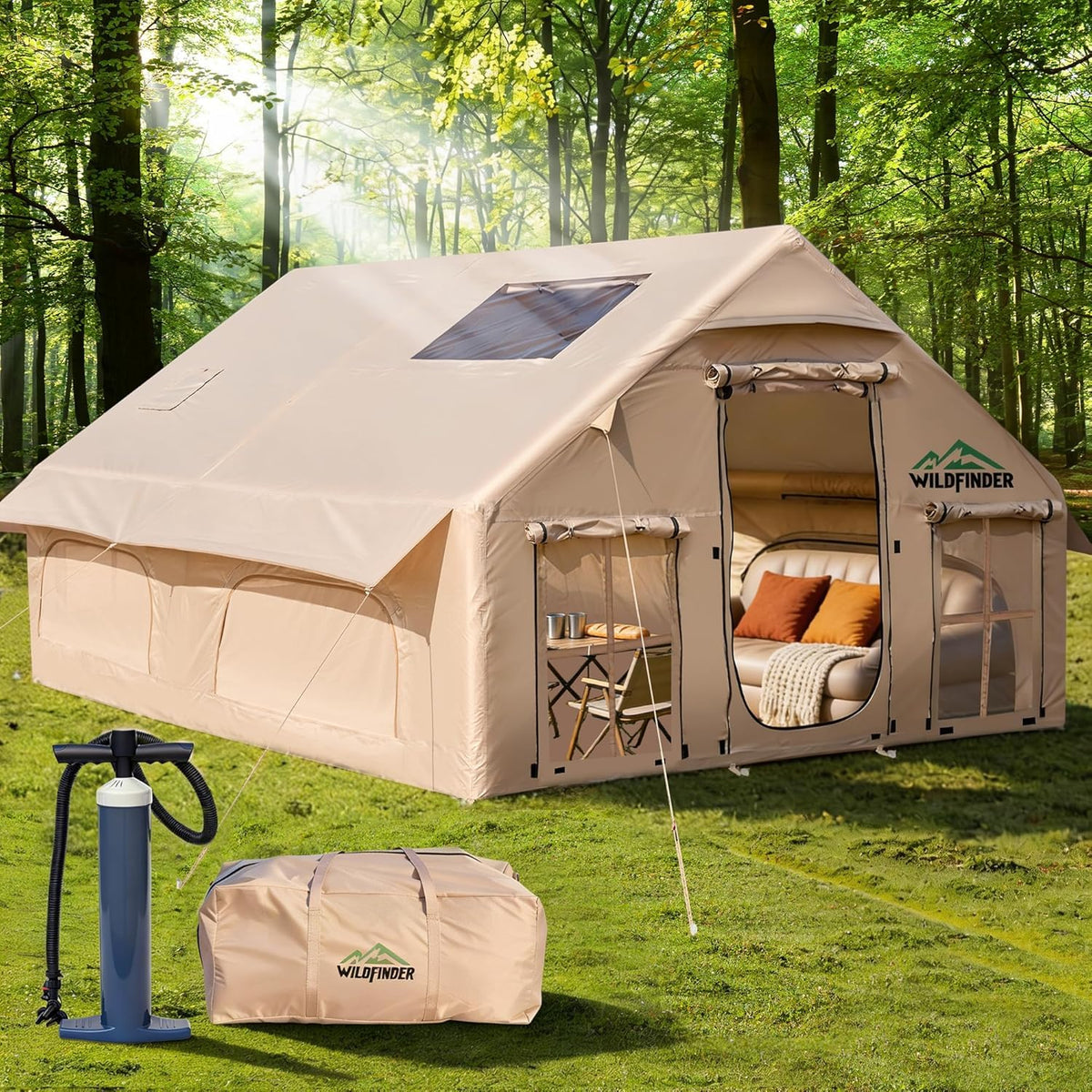 Inflatable Tent with Skylight & Stove Jack,Blow Up Tents, Hot Tent