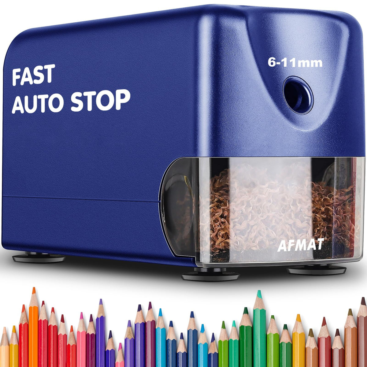 AFMAT Heavy Duty Electric Pencil Sharpener, Auto Stop Classroom Pencil Sharpeners for 6-11mm No.2/Colored Pencils, Pencil Sharpener for Large Pencils, Sharp Point, Save Pencil, PSX3 (Pack of 2)