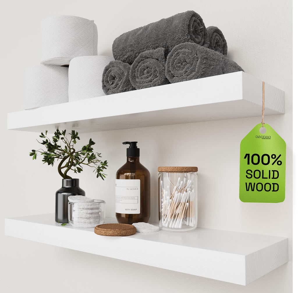 Solid Wood Floating Shelves for Wall 36 Inches Long, Walnut Wooden Shelf