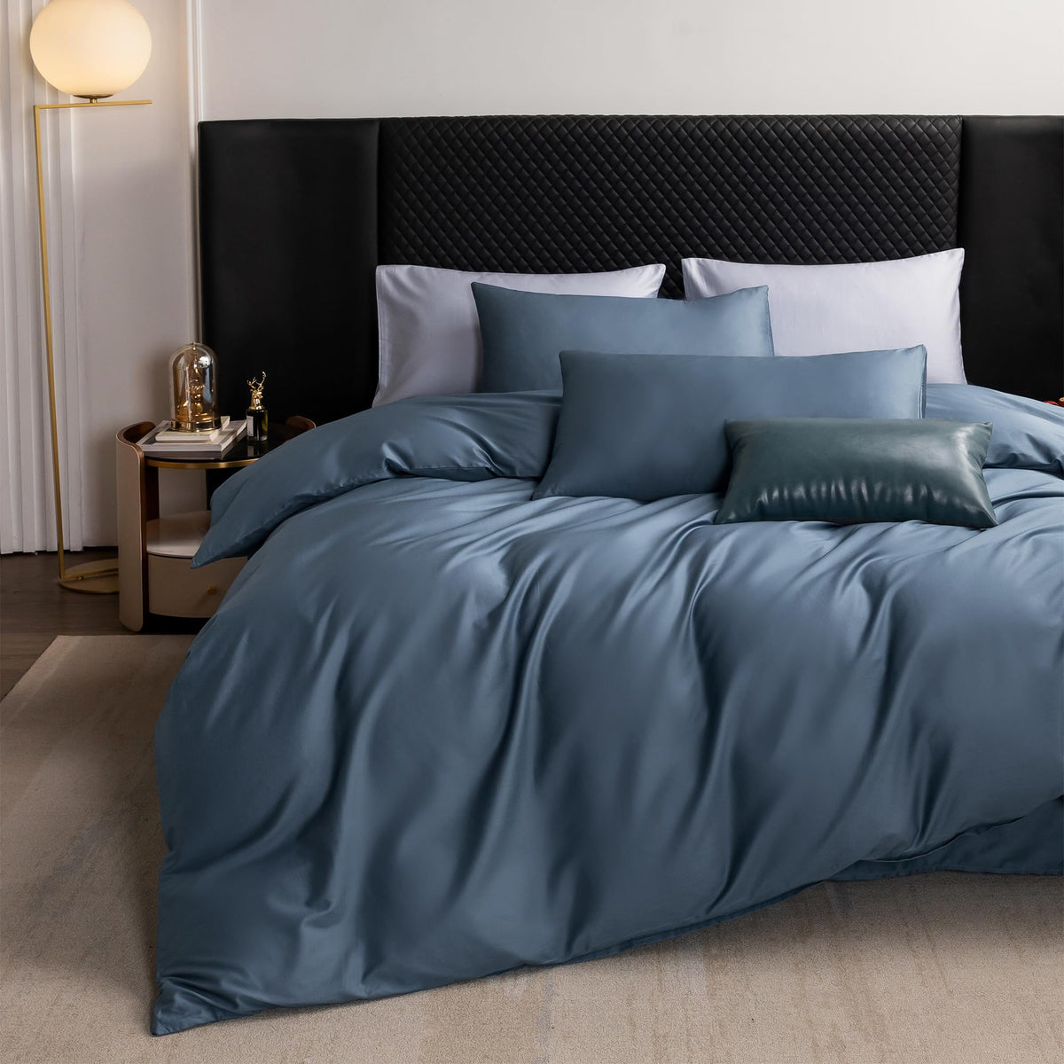 MooMee Queen Duvet Cover Set 100% Extra Long Staple Cotton Cooling Bedding