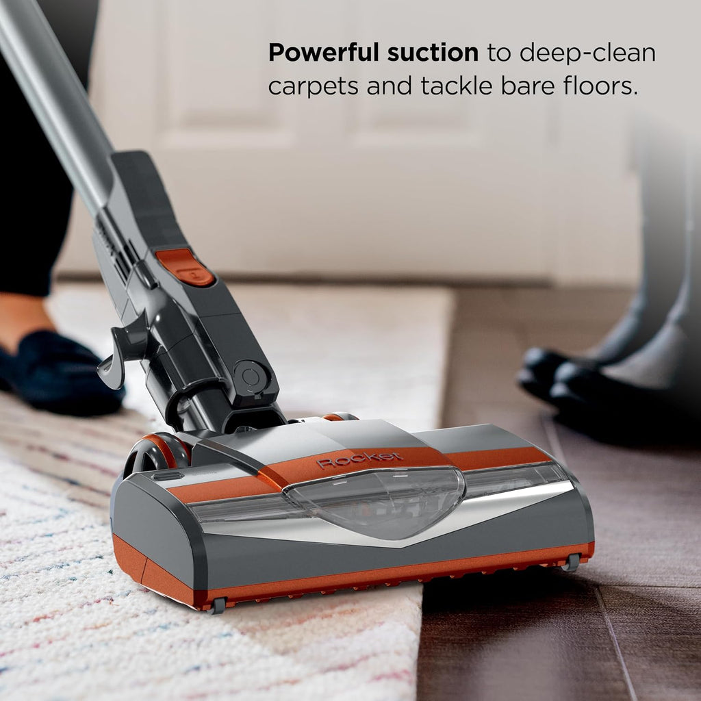 Shark HV302 Rocket Pet Corded Stick Vacuum, Lightweight with Swivel Steering for Carpets & Hard Floors, Converts to Hand Vacuum, Includes Crevice Tool, Pet Multi-Tool & Precision Duster, Orange