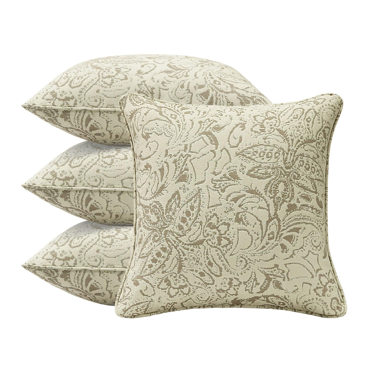 4 Pack Sunbrella Outdoor Water Repellent Throw Pillows 18x18 Inch with Insert, Decorative Square Patio Pillows for Home Garden Couch Balcony, Canvas Camel