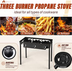 3 Burner Propane Gas Stove with Dustproof Cover