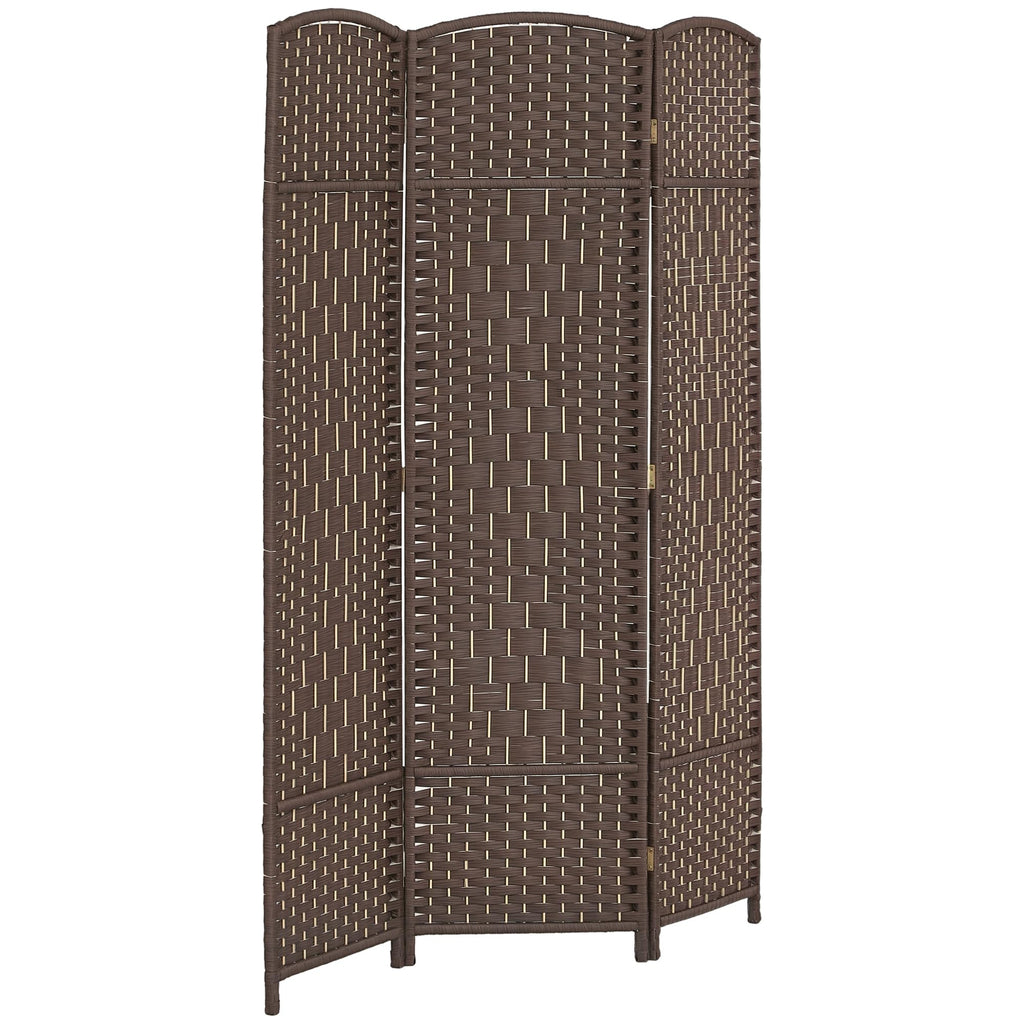 HOMCOM 3 Panel Room Divider 6 Ft Privacy Screen Hand-Woven Washed Oak