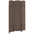 HOMCOM 3 Panel Room Divider 6 Ft Privacy Screen Hand-Woven Washed Oak
