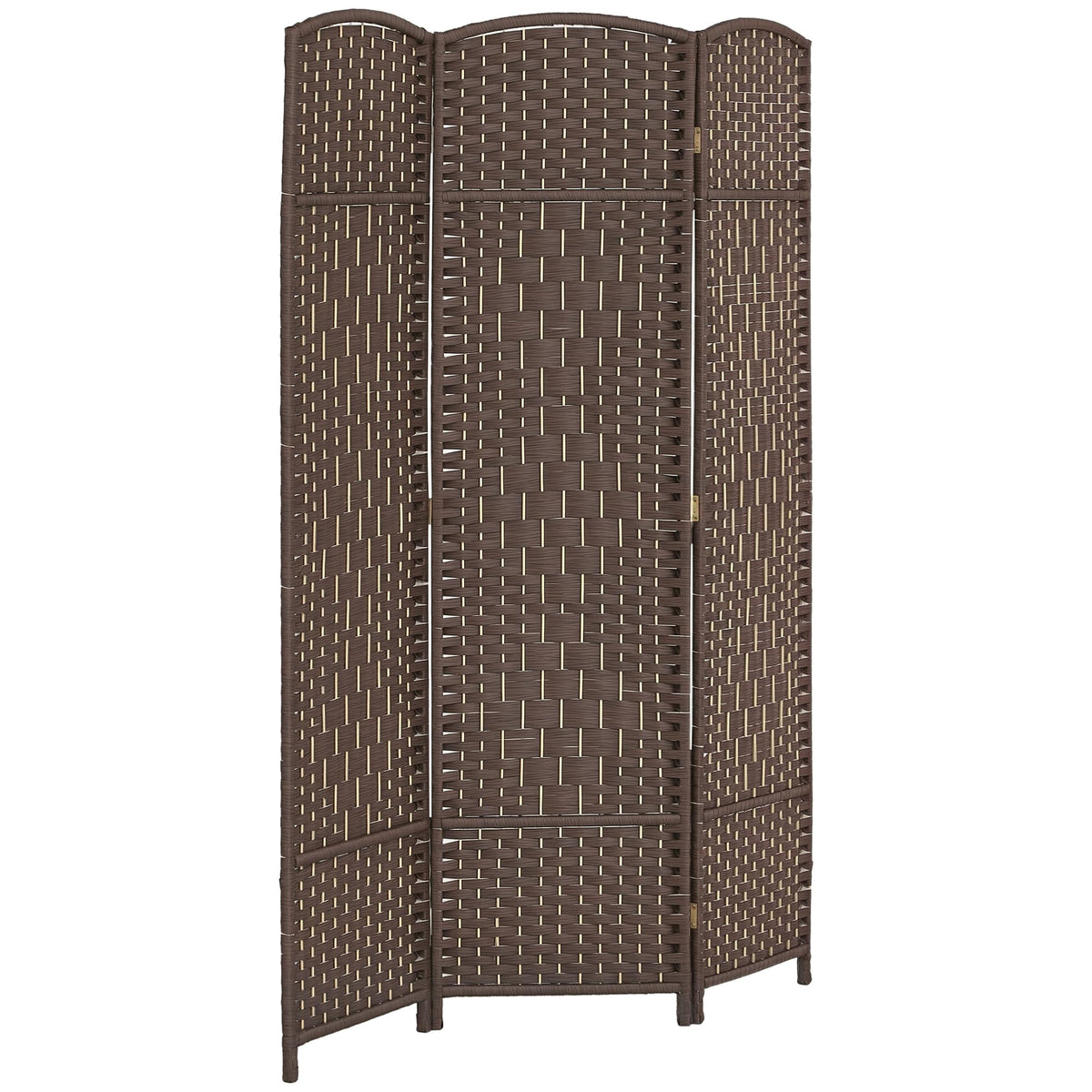 HOMCOM 3 Panel Room Divider 6 Ft Privacy Screen Hand-Woven Washed Oak