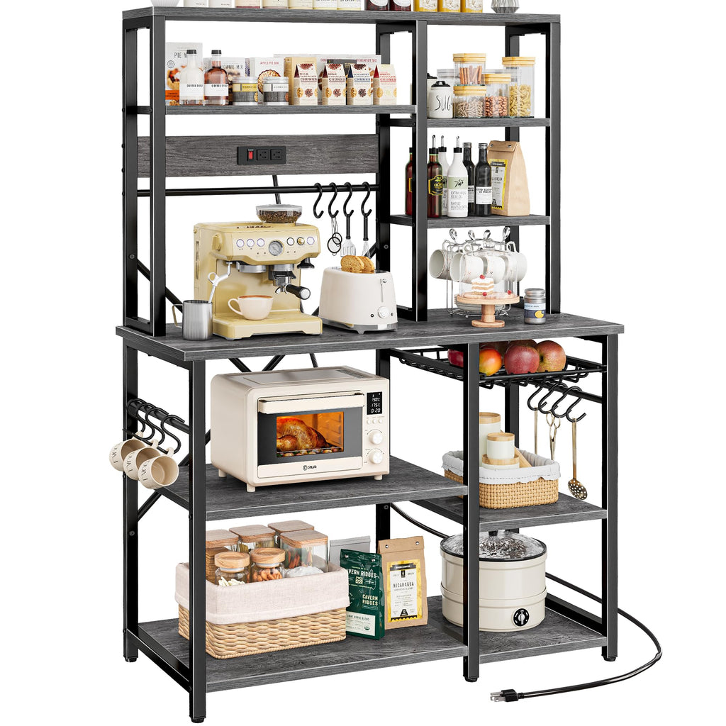 SUPERJARE Large Bakers Rack with Power Outlets, 39.6 Inches Microwave Stand