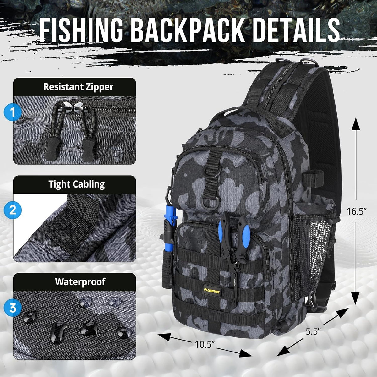 PLUSINNO Fishing Backpack with Tackle Box Fishing Gear Kit Tackle Bag