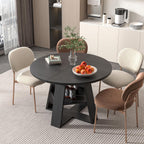 43.3"-59" Extendable Round Oval Dining Table for 4-8 with Storage Shelf