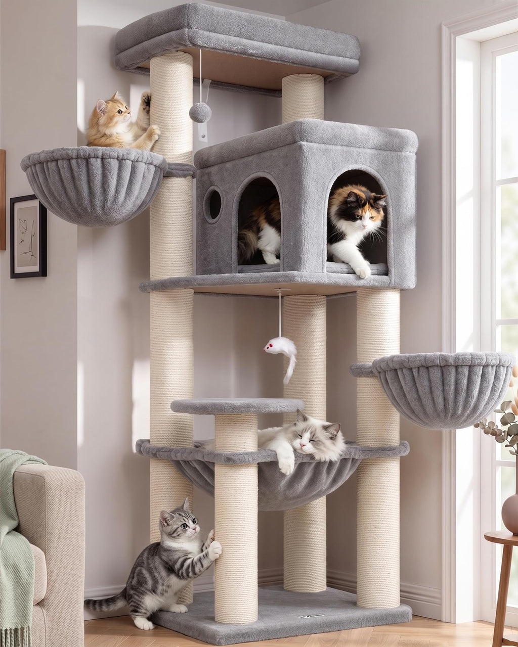 Globlazer Cat Tree Tower with Scratching Post for Indoor Cats, F53