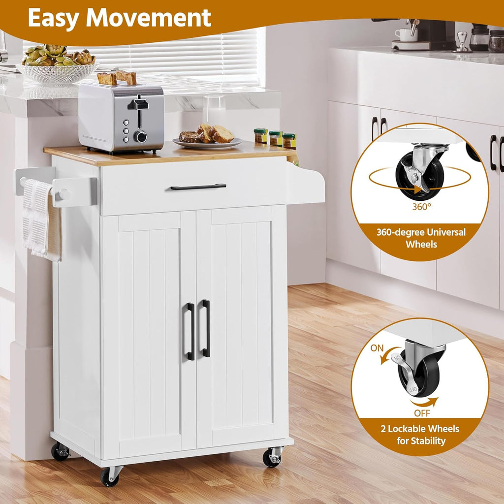 Yaheetech 32 Inches Kitchen Island Cart with Storage Cabinet, Drawer, White