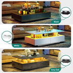 YITAHOME LED Farmhouse Coffee Table with 4 Drawers & Storage, Grey