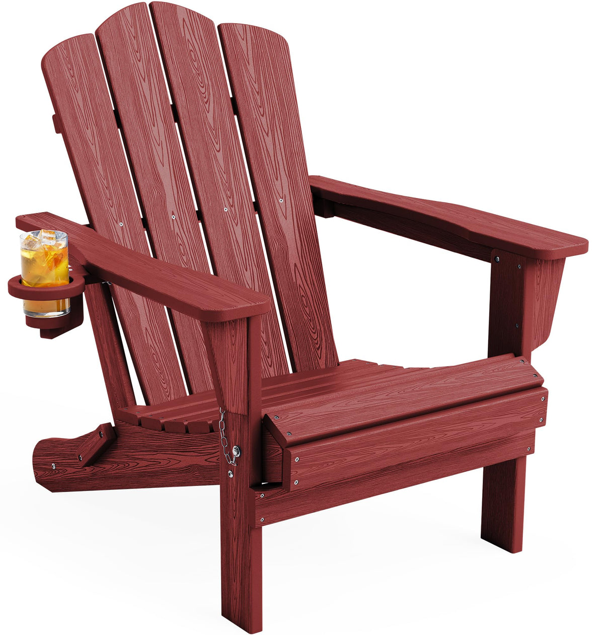 KINGYES Folding Adirondack Chair Set of 4 with Cup Holder, Navy