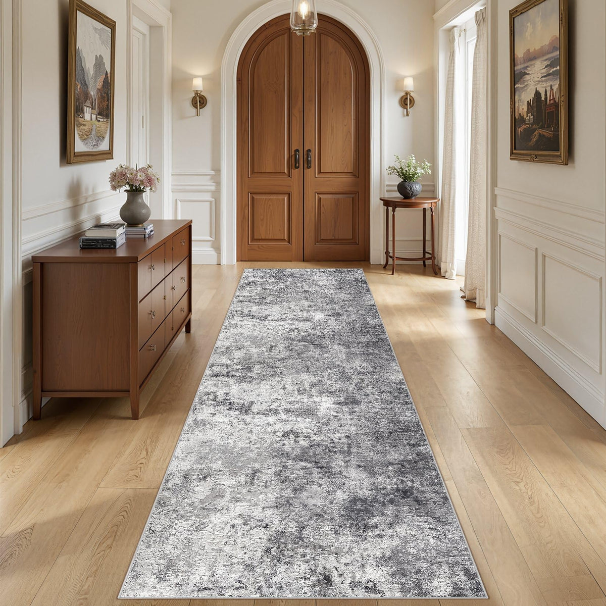UERMEI 9x12 Area Rug Living Room Rugs - Washable Neutral Modern Abstract Soft Thin Large Rug Indoor Floor No Slip Rug Carpet for Bedroom Under Dining Table Home Office Decor - Brown Grey