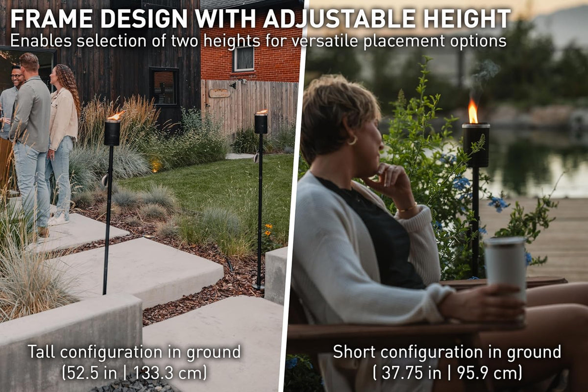 Solo Stove Mesa Torch, 3 Pack | Backyard Torches for Outside, 5 hr Burn Time, Cold-Rolled Steel, Incl. 3 Torches, 3 Ground Stakes, 3 Fuel Funnels, 9 Wicks, Adjustable Height: 37.75-52.5 in
