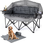 2 Pack Oversized Camping Chair for Adults, Portable Heavy Duty Padded Outdoor Chairs with Phone Pouch and Side Cup Holder for Camping, Fishing, Beach, Sports, Supports 500lbs