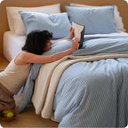 Bedsure PureWoven Gingham Duvet Cover Set Linen‑Like, King Size, 3-PC