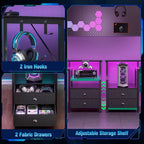 Korfile 66'' L Shaped Gaming Desk with Storage Drawers, Power Outlets, LED