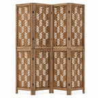 GIANTEX 3 Panel Folding Room Divider with Mesh Window, Distressed Brown