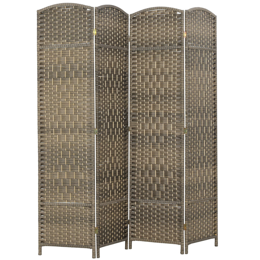 HOMCOM 3 Panel Room Divider 6 Ft Privacy Screen Hand-Woven Washed Oak