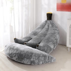 Banana Bean Bag Chair with Ottoman, Floor Sofa Bed with Footrest, Comfy Convertible Lounger for Adults, Plush Couch for Bedroom, Living Room or Dorm, L-Yellow