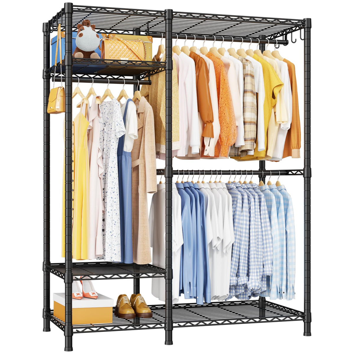 Ulif F7 Clothes Rack Heavy Duty, Clothing Racks for Hanging Clothes, Black