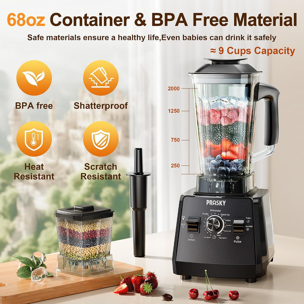 Smoothies Blender, Max.2400W/1000W PRASKY Professional Blender, 68oz