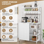 Kitchen Bakers Rack with Power Outlet, Microwave Oven Organizer