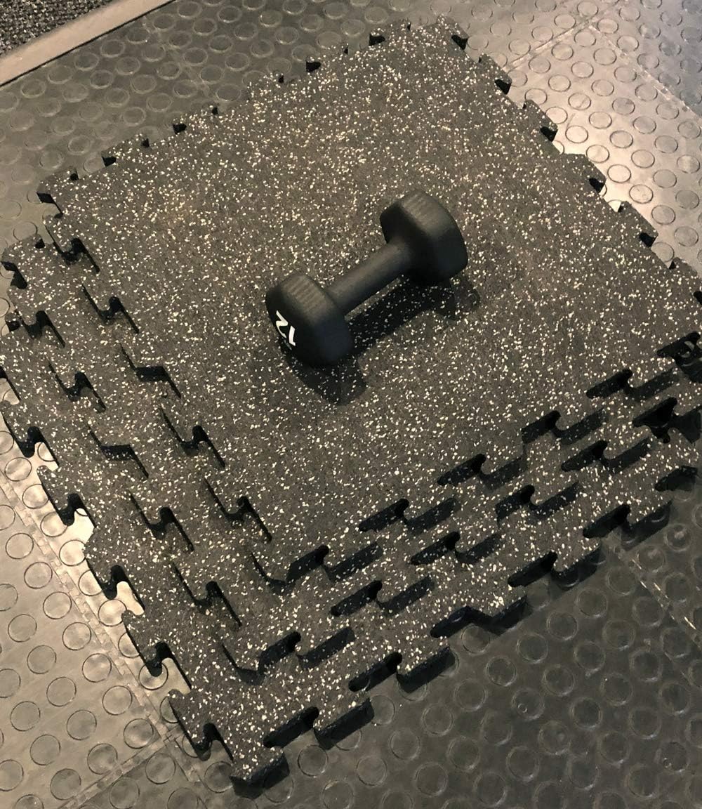 American Floor Mats - 1/4 Inch Thick Warrior Gym Rubber Flooring - Interlocking Rubber Tiles 10% Grey 6' x 6' Set (9 Tiles Total)