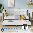 IDEALHOUSE Metal Twin daybed with Trundle with Steel Slat Support