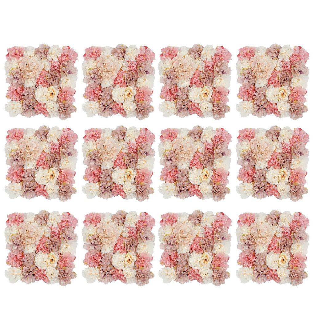 Pink Yellow Flower Wall Panels, Artificial Peony Rose Backdrop, 6Pcs 3D Silk Floral Panels for Wedding Decor, Party Background, Home Wall Decoration (40x60cm)